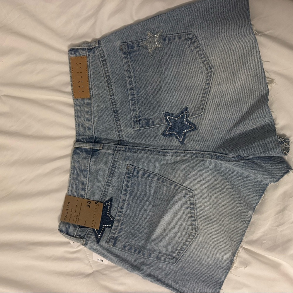PacSun Blue Denim Shorts with Star Detail